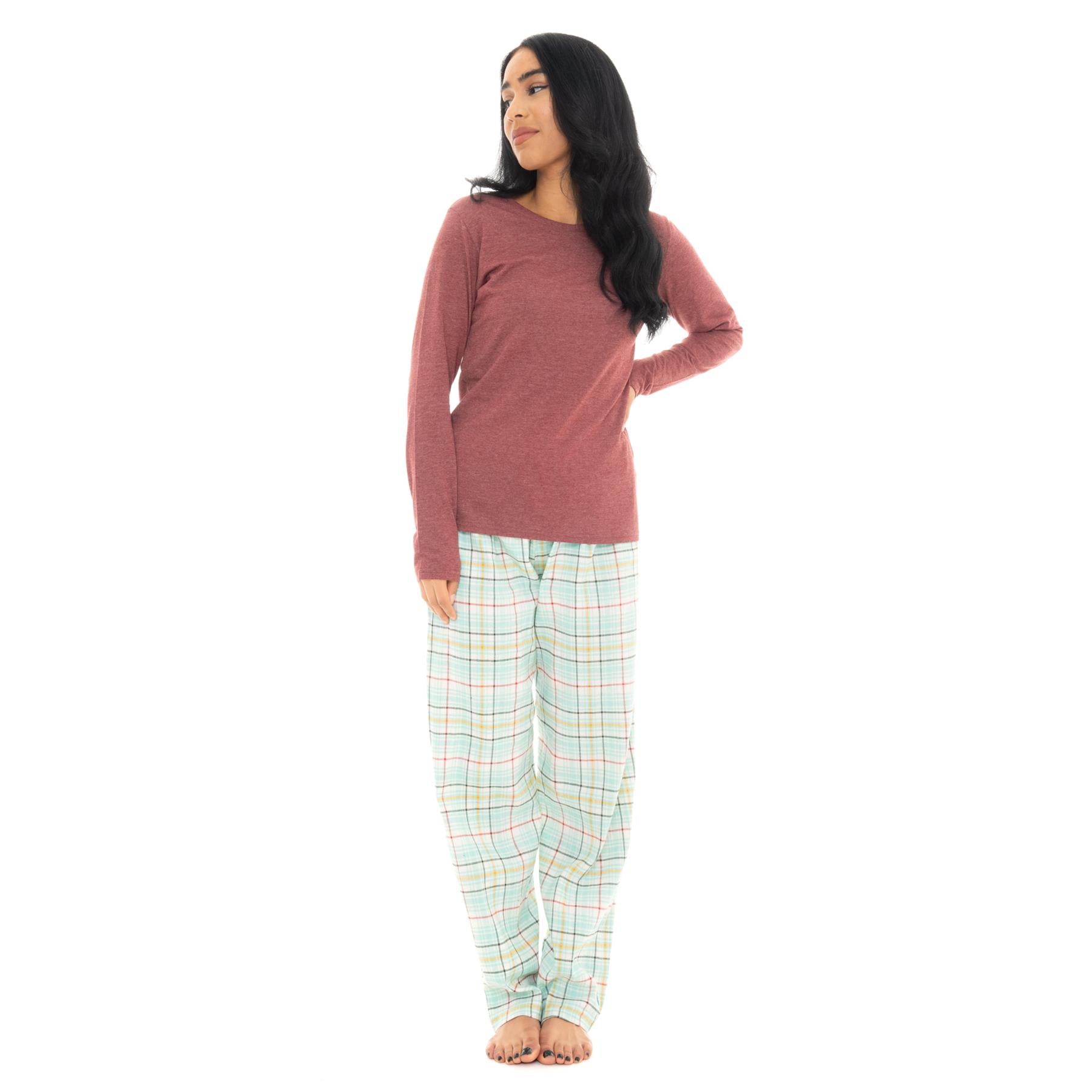 Bright Navy & Pink Flannel Check Pyjama Set