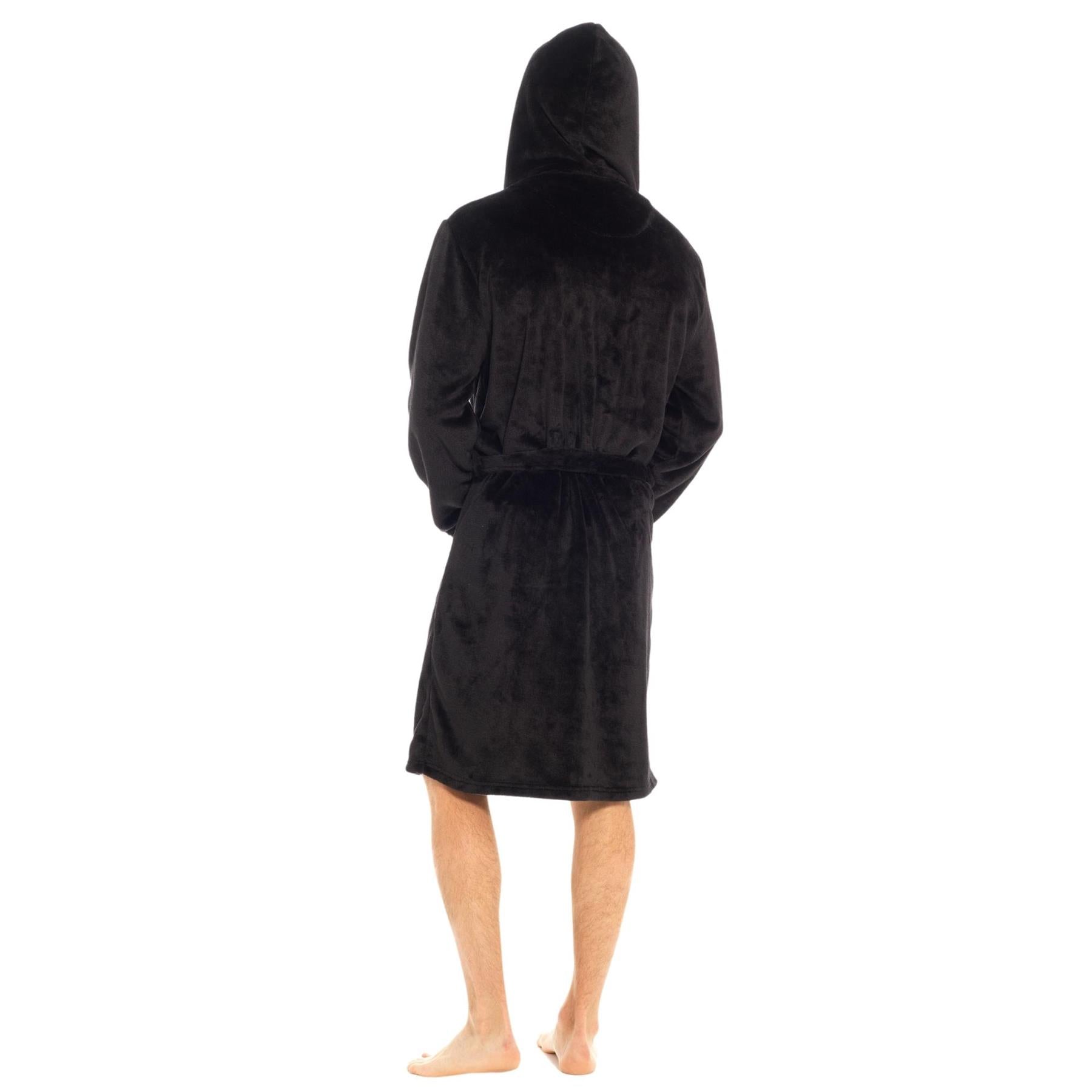 Black Hooded Plush Robe