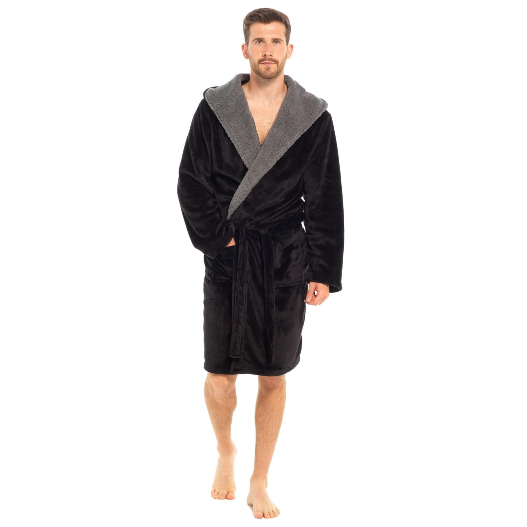 Charcoal Hooded Plush Robe