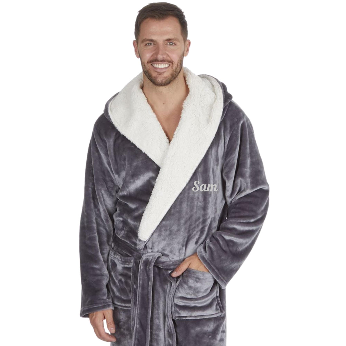 Charcoal Snuggle Fleece Robe – Style It Up - Luxury Personalised Apparel