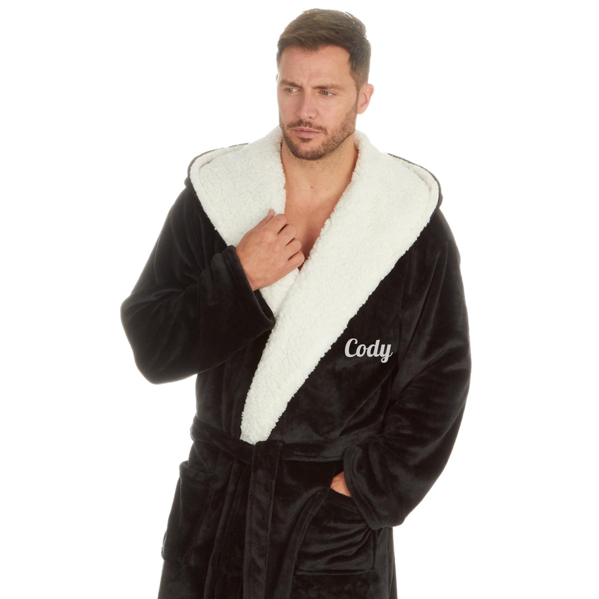 Black Snuggle Fleece Robe – Style It Up - Luxury Personalised Apparel
