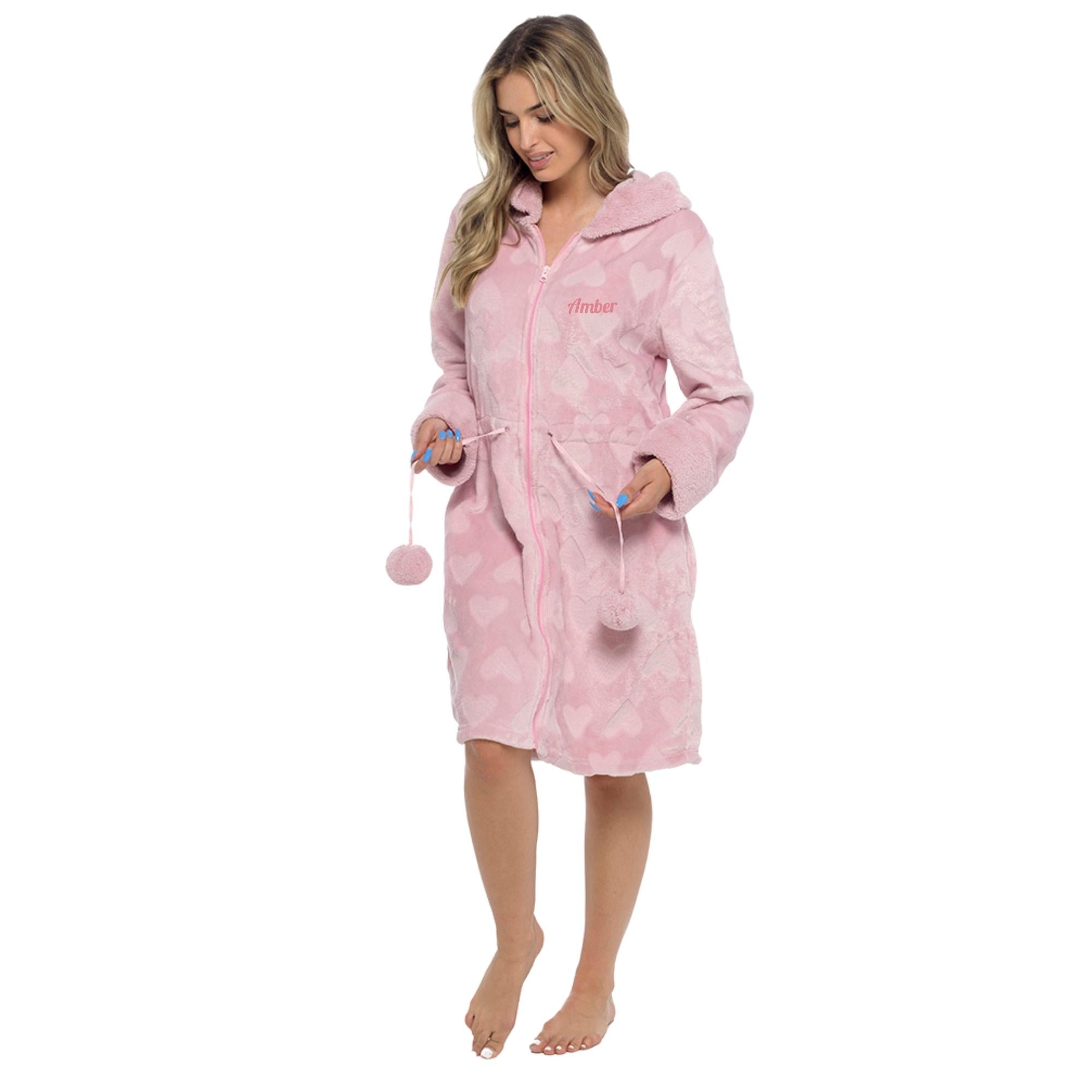 Navy Hooded Zip Up Robe