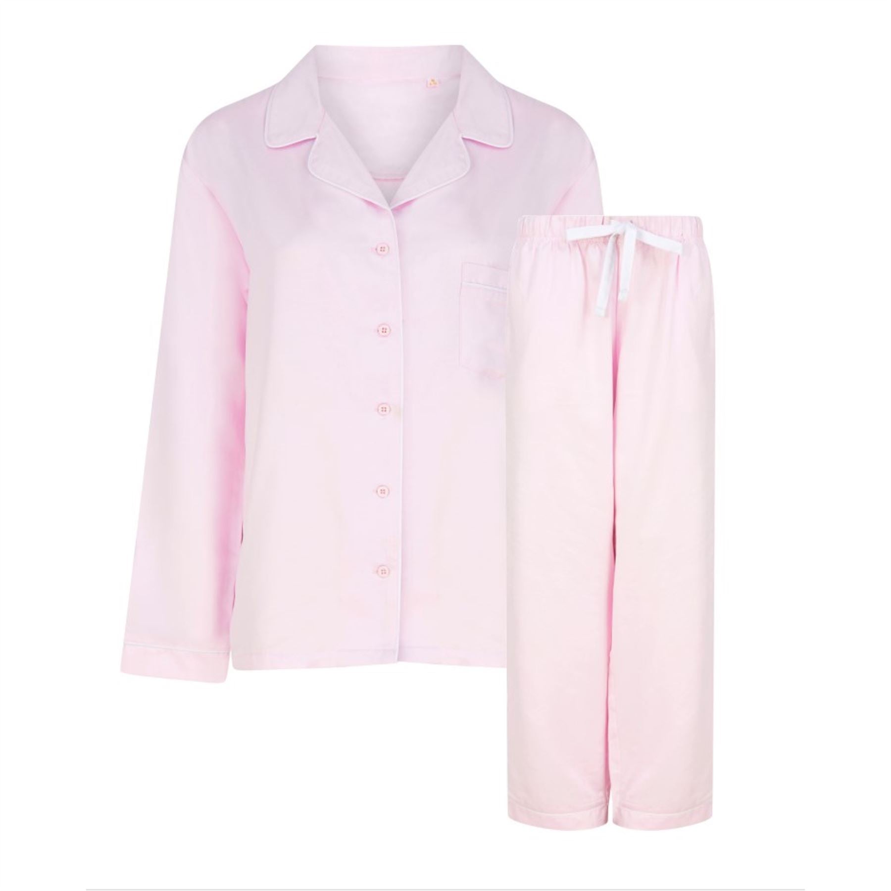 Girls Pink Long Sleeve Satin Pyjamas