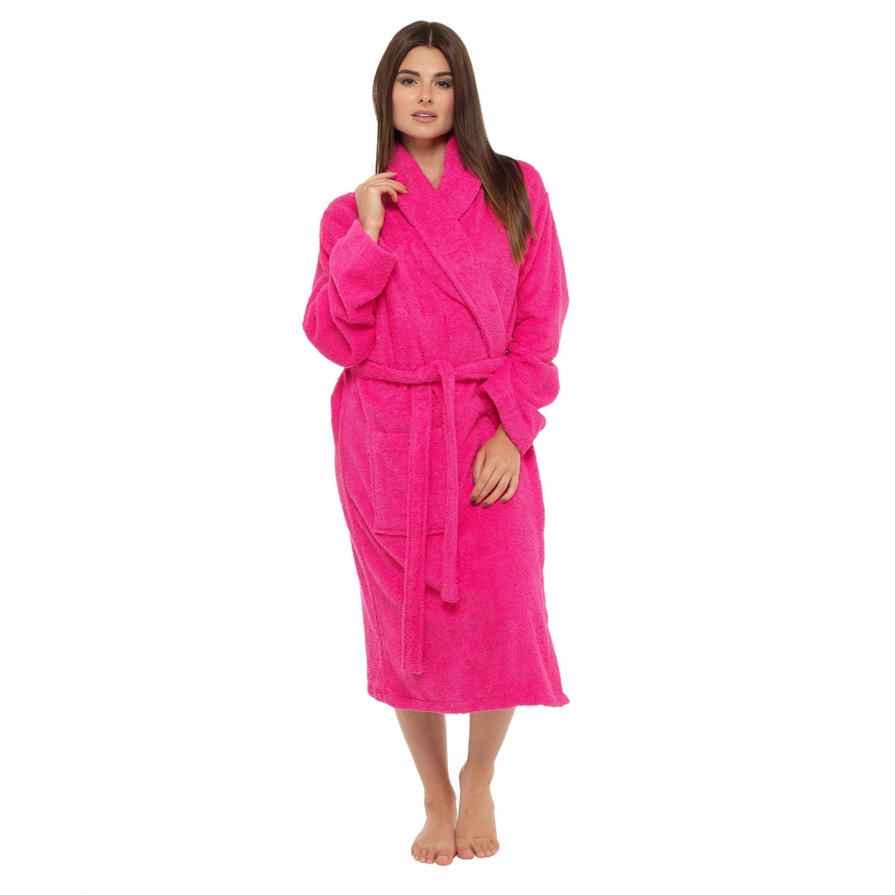 Pink Shawl Collar Towelling Robe