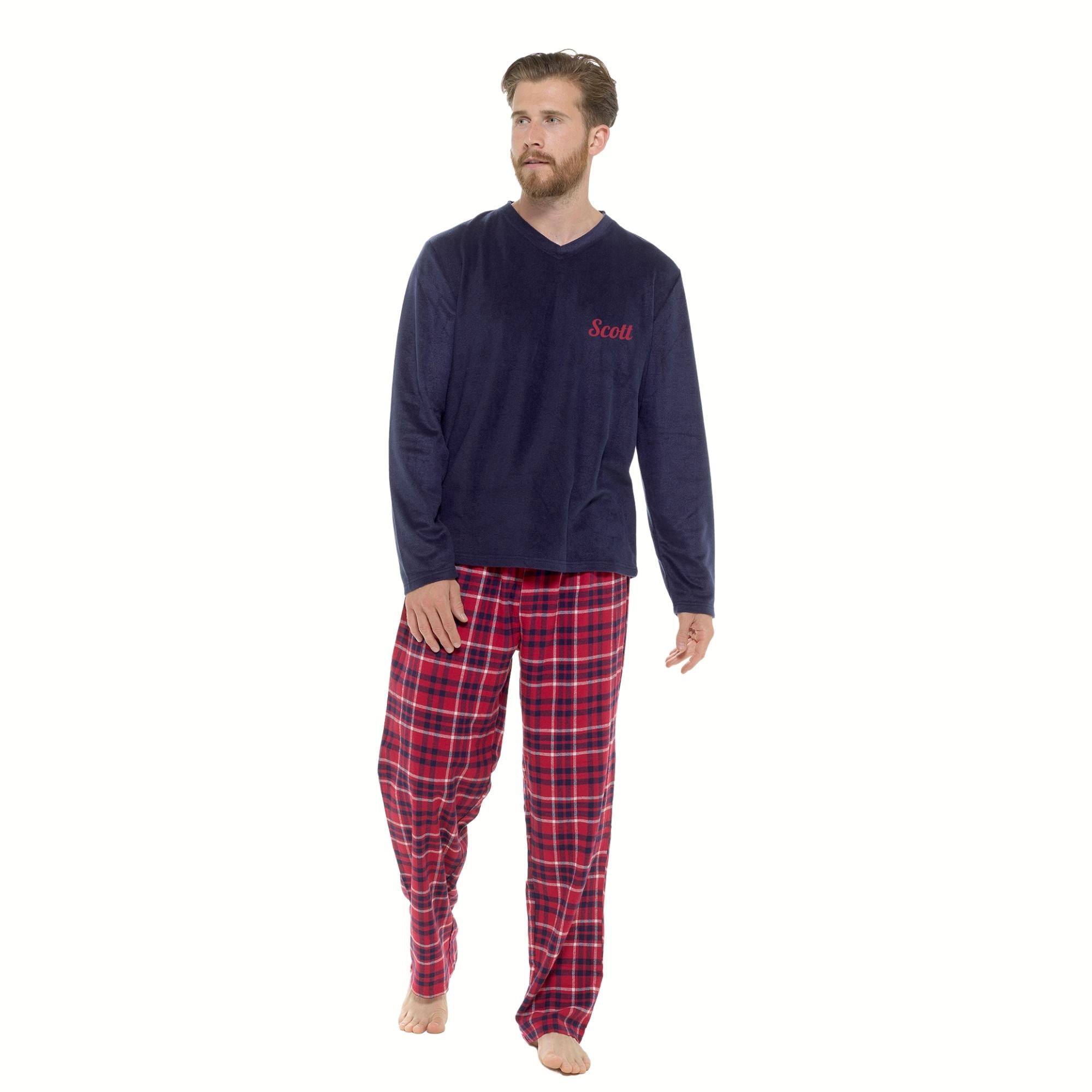 Navy Flannel Check Pants Pyjamas