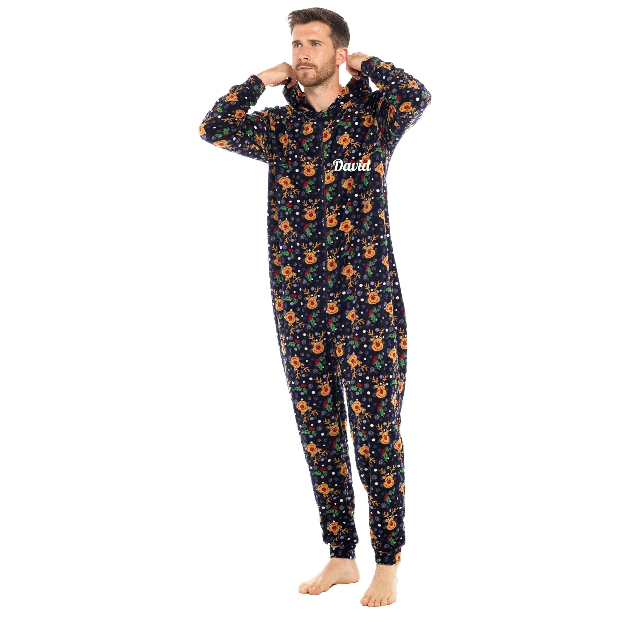 With Hood Mens Onesie Christmas Pajamas Unisex Adult Onesie