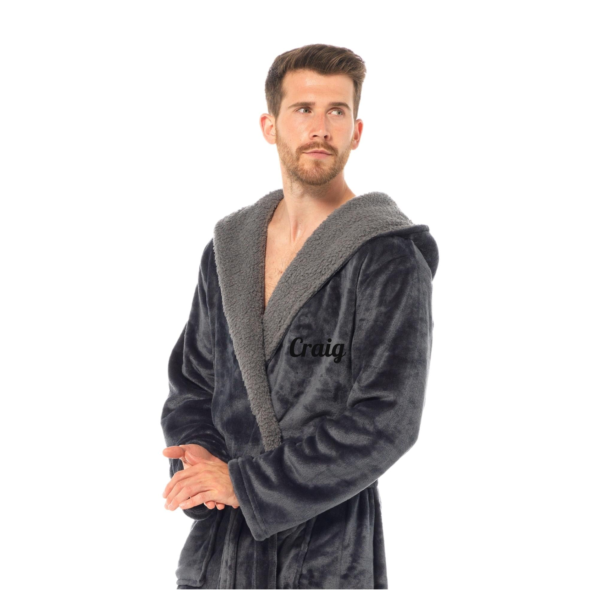 Navy Hooded Plush Robe