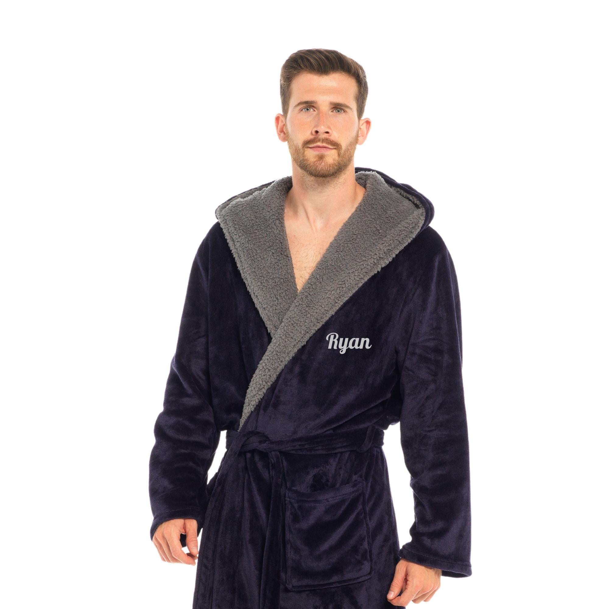 Charcoal Hooded Plush Robe