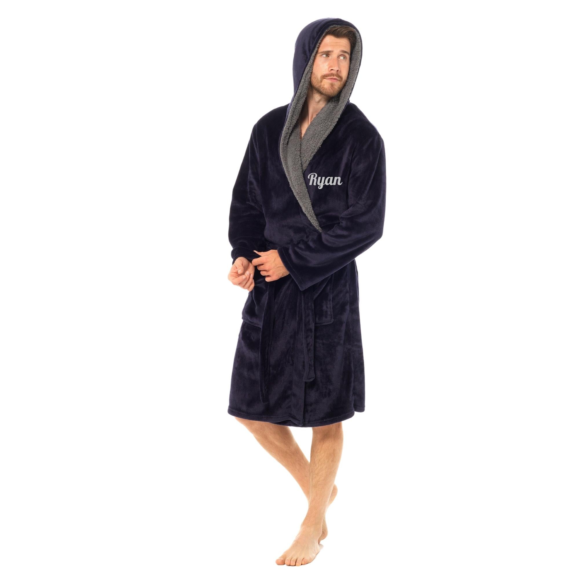 Navy Hooded Plush Robe