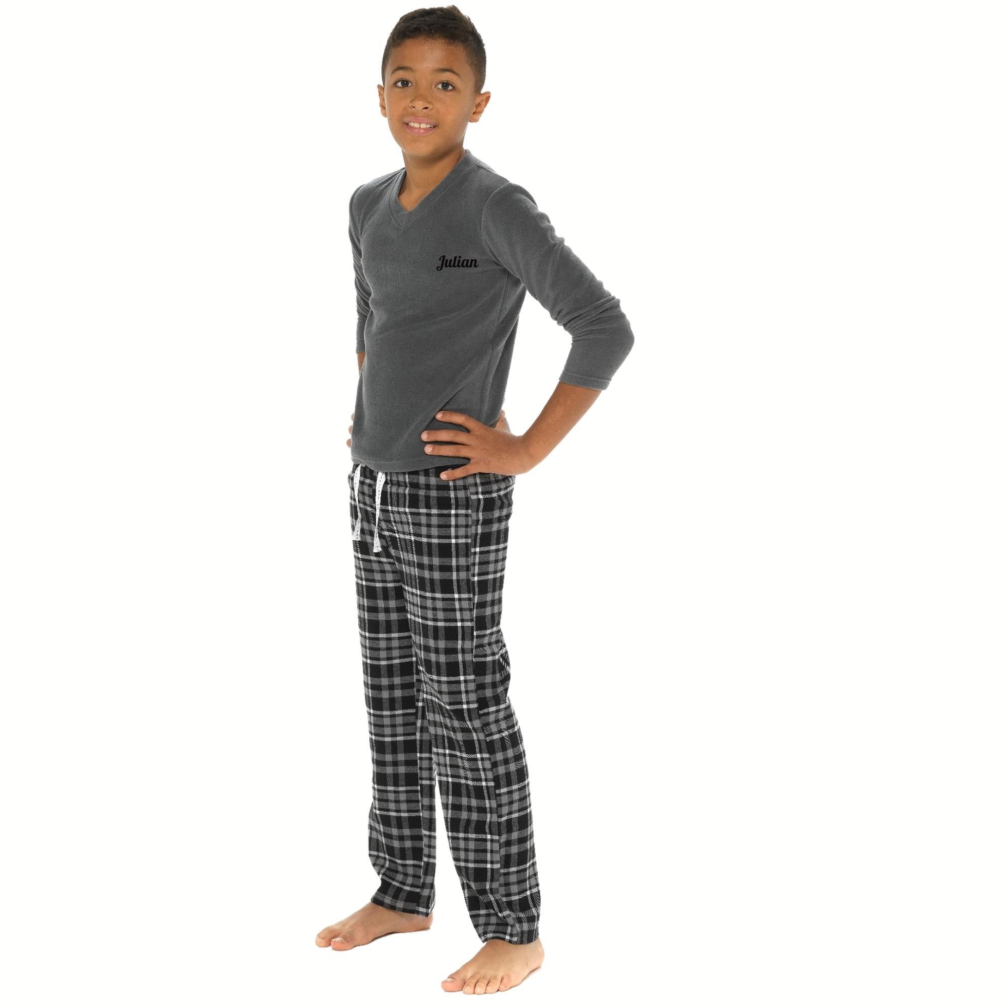 Boys Flannel Check Pants Grey Pyjamas