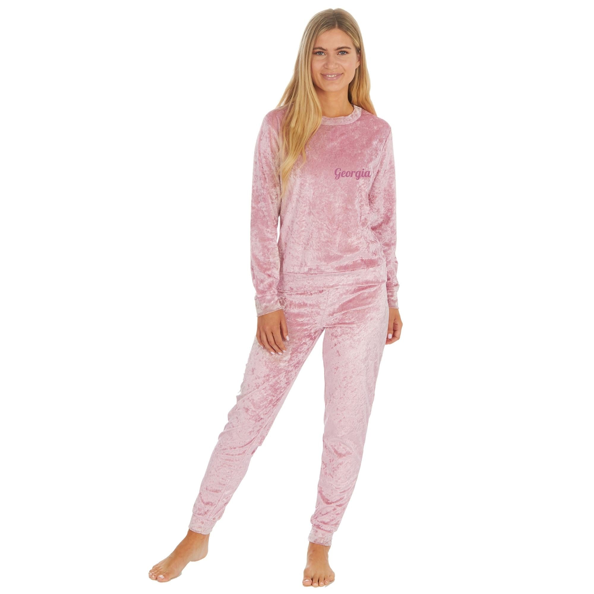 Pink Crushed Velvet Pyjamas