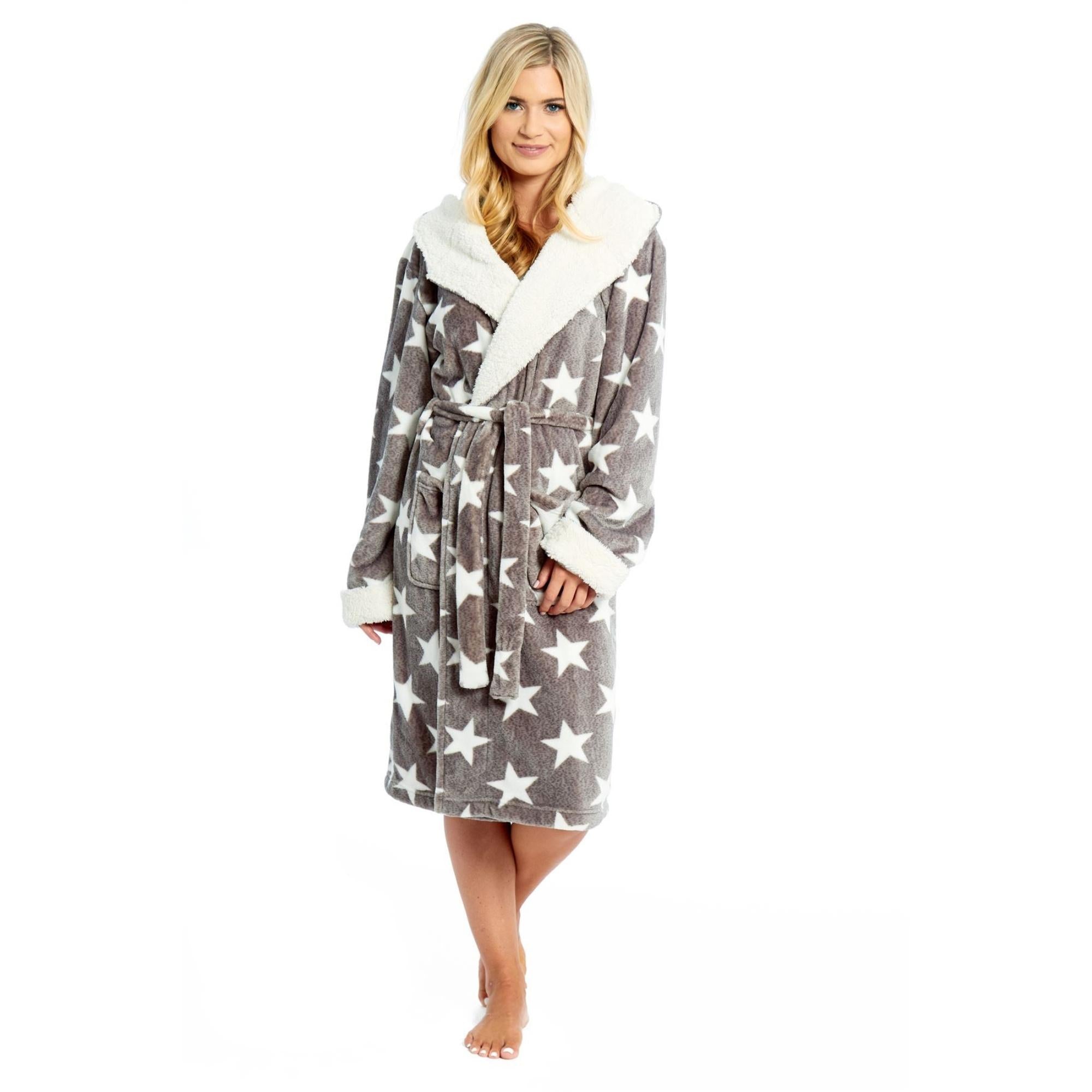 Comstar Robe Grey Star Print Robe – Style It Up - Luxury Personalised Apparel