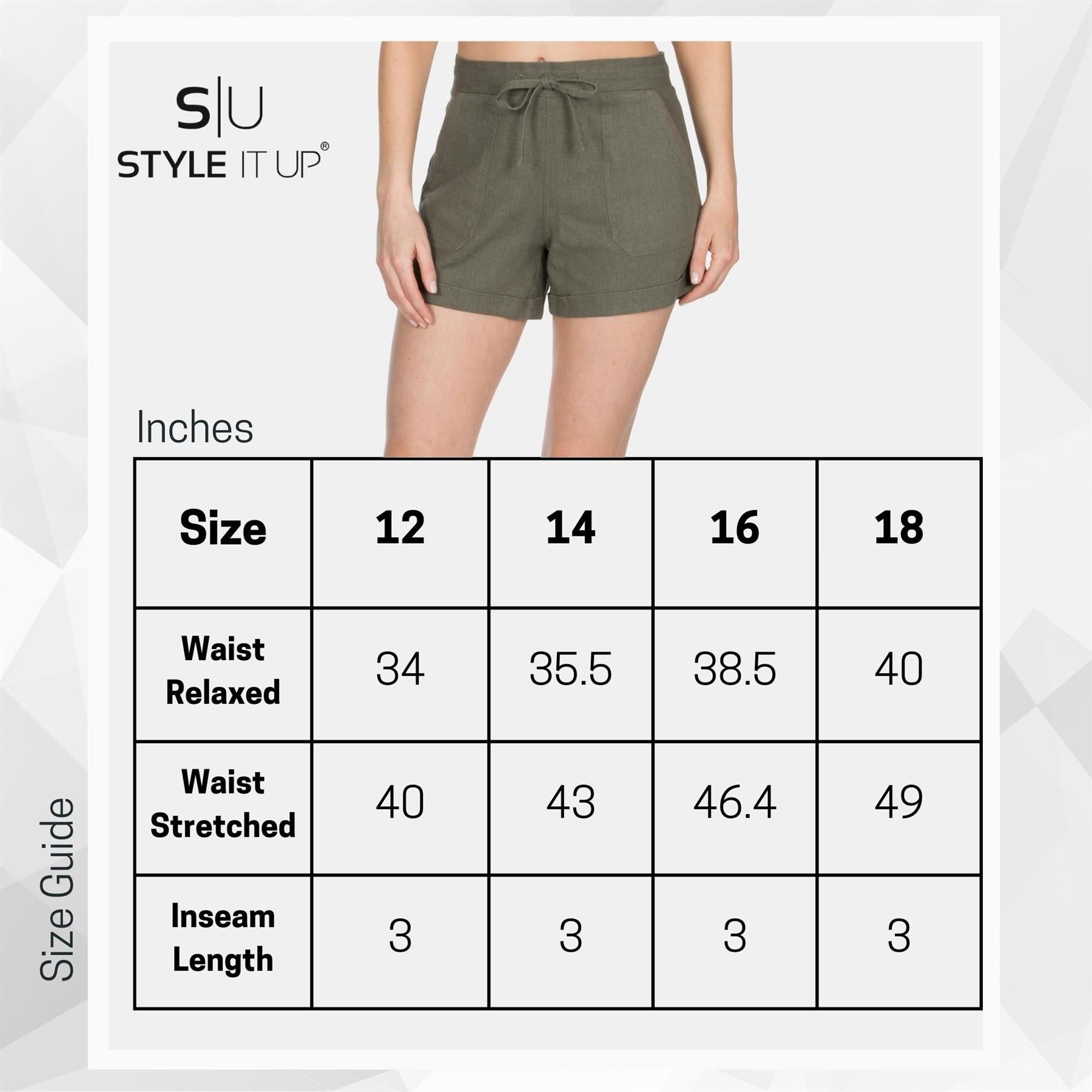 Ladies 3 Pack Linen Shorts