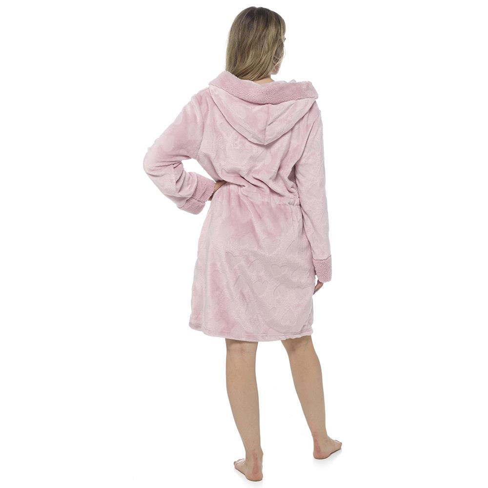 Pink Hooded Zip Up Robe