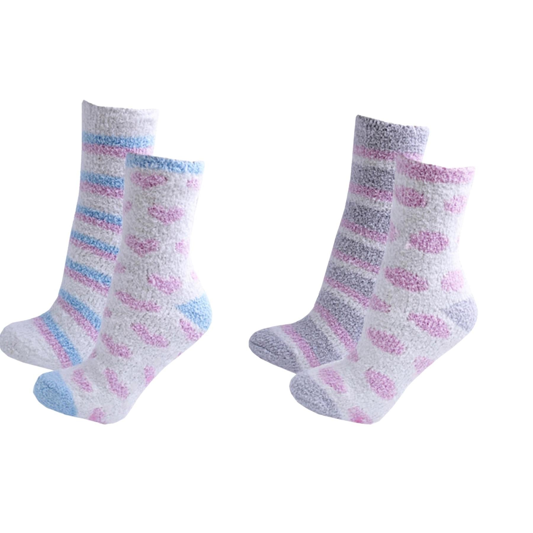 Stripy/Hearts Slipper Socks